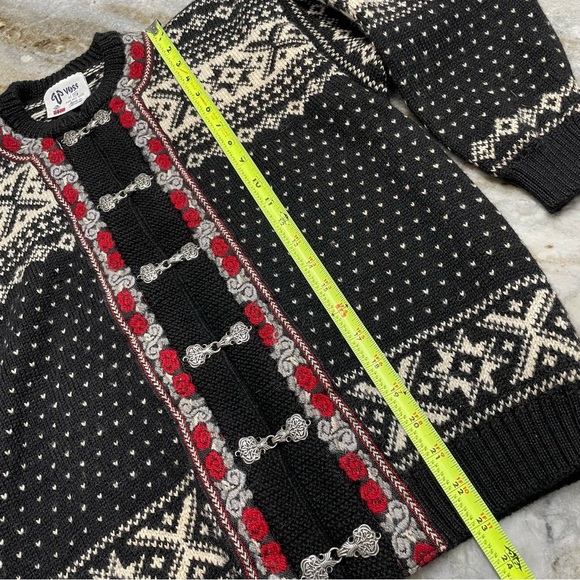 Voss Norway Fair Isle New Wool Cardigan Sweater - Picture 6 of 10